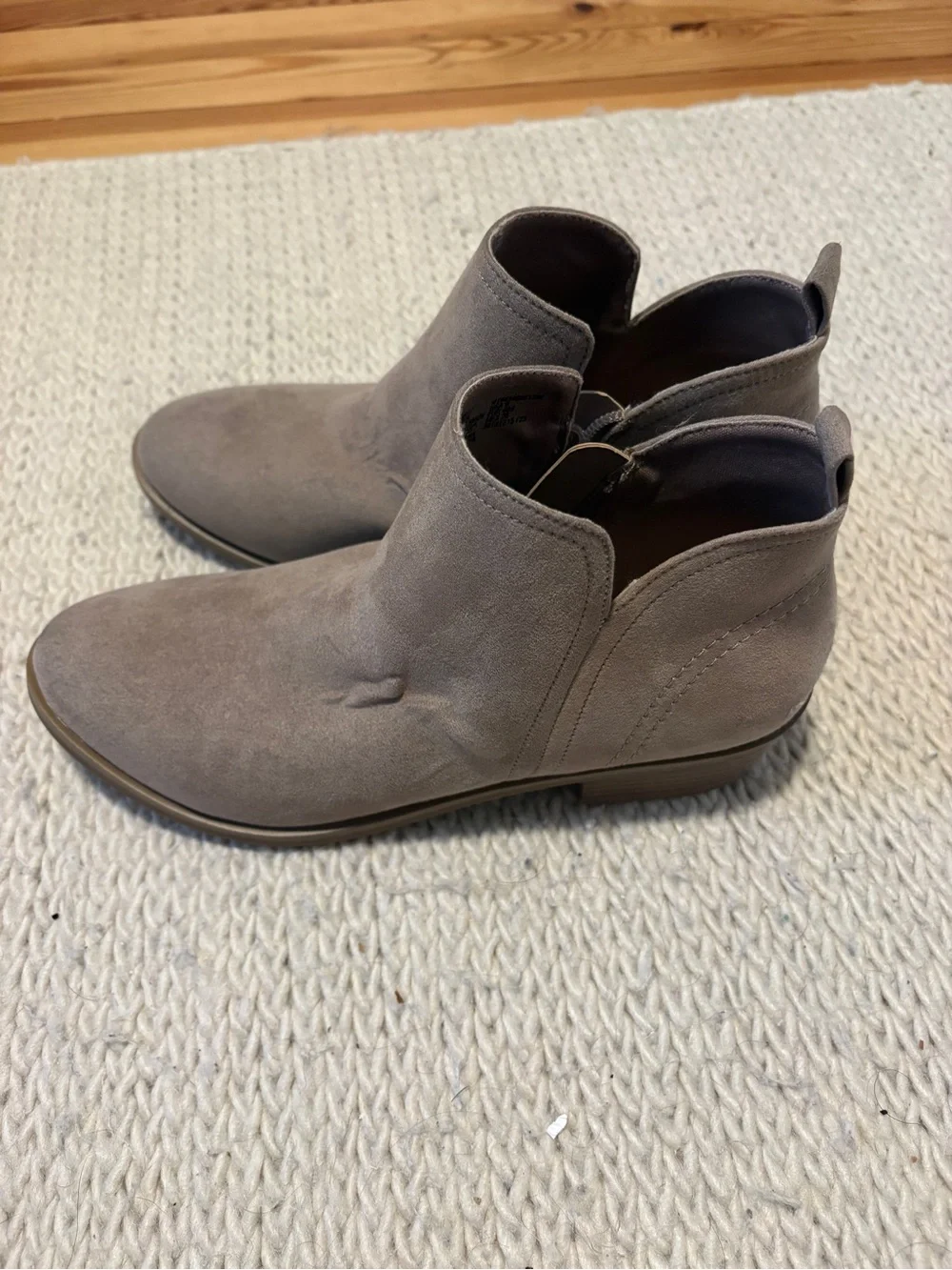 Time and Tru Taupe Suede Ankle Booties